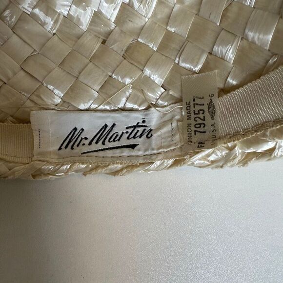 Vintage Mr. Martin Cream Raffia Pillbox Hat With Grosgrain Ribbon main image 7